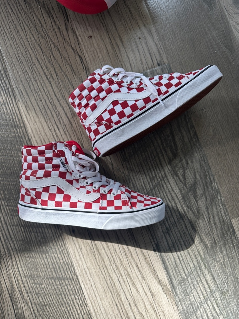 Vans Fillmore Hi checkerboard red and white sneakers women’s size 7